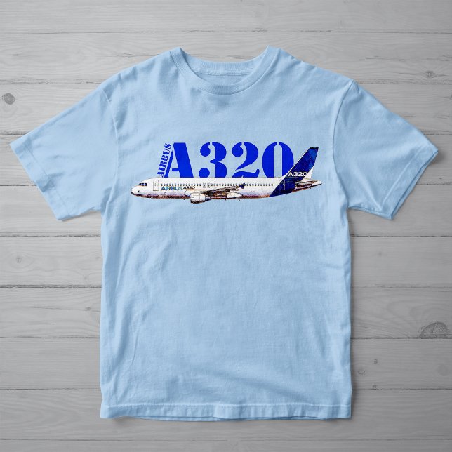 T-shirt Profil de dessin d'aquarelle d'Airbus A320 (Airbus A320 Aircraft Watercolor drawing Profile. Boy Basic Blue T-Shirt)