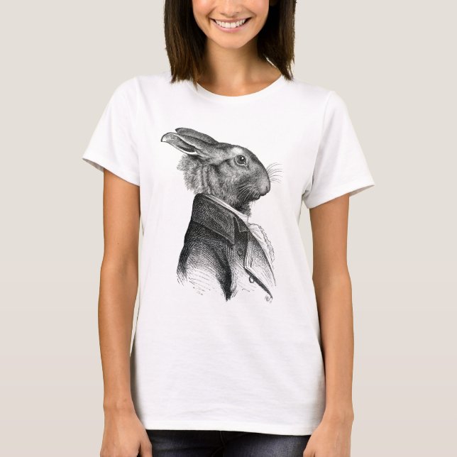 T-shirt Profil de portrait de lapin (Devant)