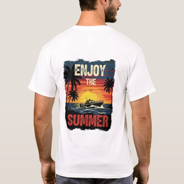 T-shirt Profitez de l'été - Retro Sunset Beach Vibes (Dos)