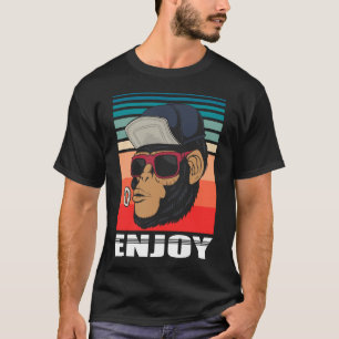 T-shirt Profitez de Monkey Retro Cool Hipster Illustration