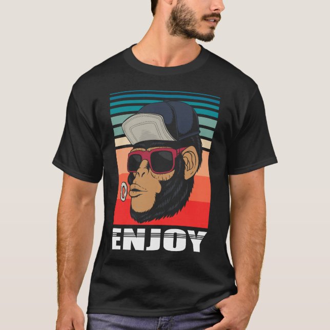 T-shirt Profitez de Monkey Retro Cool Hipster Illustration (Devant)