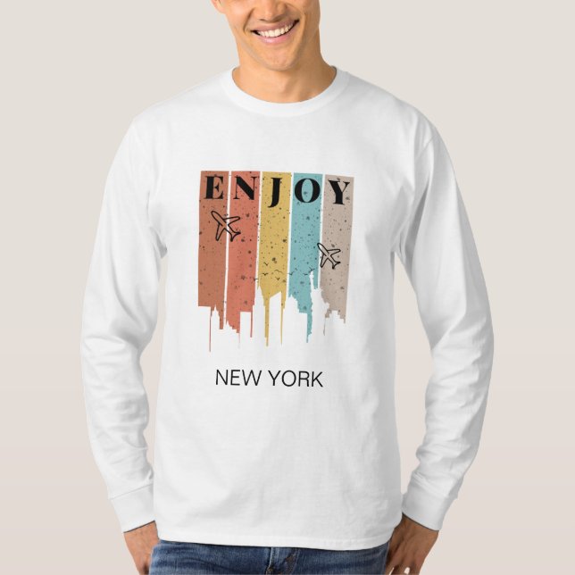 T-shirt PROFITEZ DE NEWYORK, bâtiments, avions | Voyage (Devant)