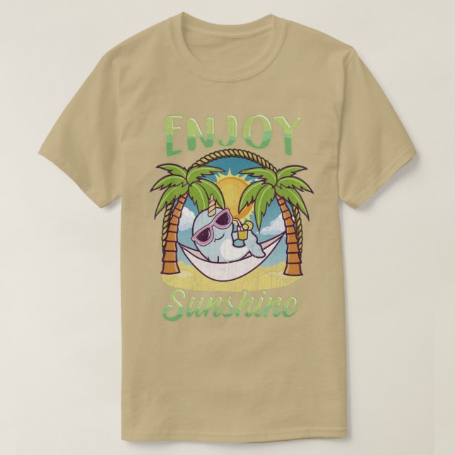 T-shirt Profitez de Sunshine Narwhal Hammock Beach Ocean (Design devant)