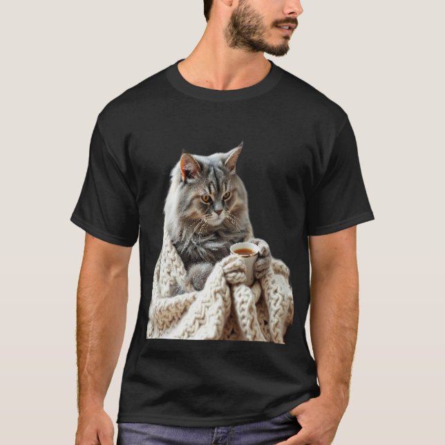 T-shirt Profitez du thé d'hiver de chat (Devant)