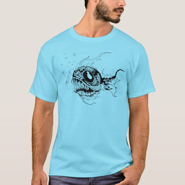 T-shirt profond terrifiant de poisson de mer (Devant)