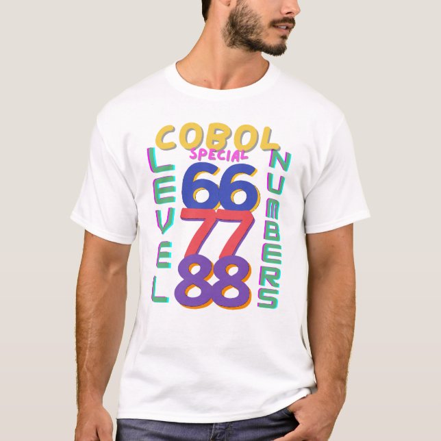 T-shirt Programmation Cobol Numéros de niveau spécial (Devant)