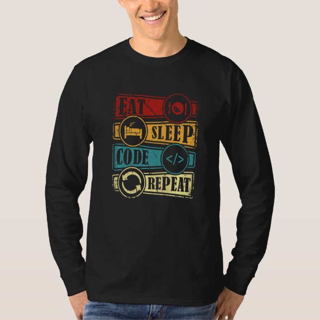 T-shirt Programmation Informatique Programmeur Manger Code (Devant)