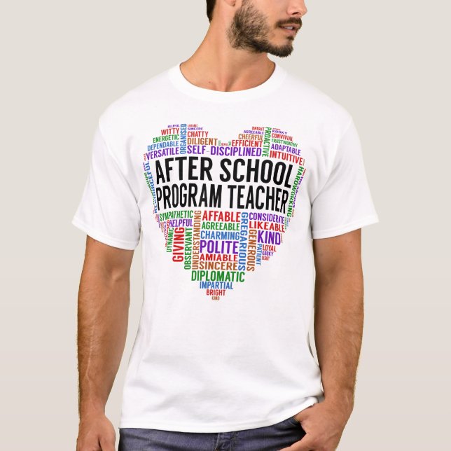 T-shirt Programme d'après l'école Coeur de l'enseignant (Devant)