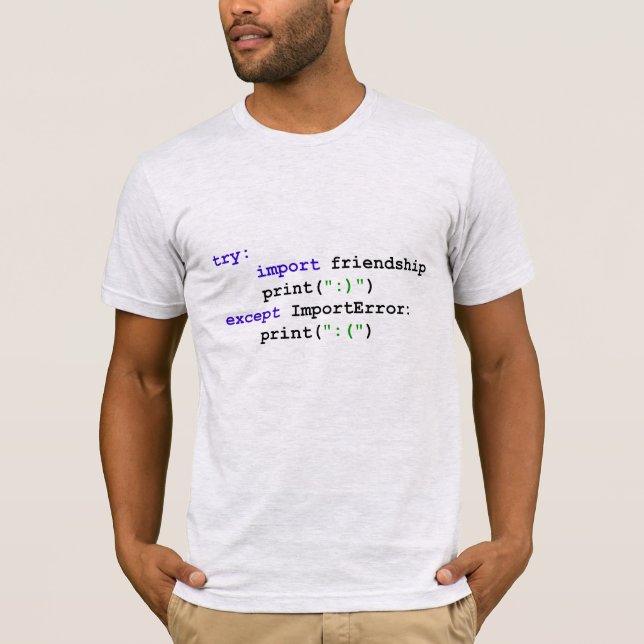 T-shirt Programme de python : Soyons des amis (Devant)