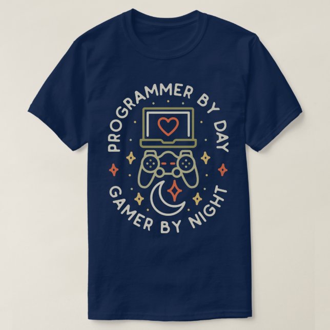 T-shirt Programmer By Day Gamer By Night ConsoleCoding Gee (Design devant)