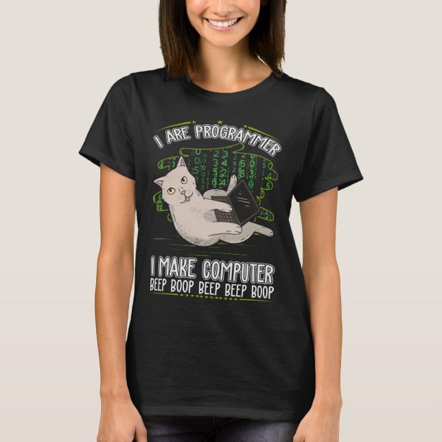 T-shirt Programmer Humour Cat Informatist (Devant)