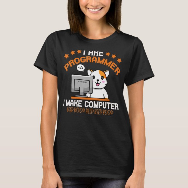 T-shirt Programmeur Chat Animal Coding Équipe Ingénieur (Devant)
