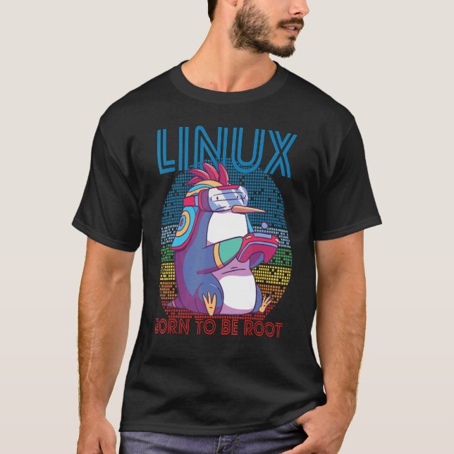 T-shirt Programmeur Geek de Linux Gamer Penguin Root Party (Devant)