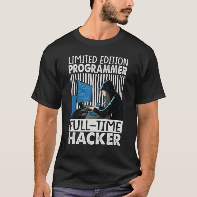 T-shirt Programmeur Hacker à temps plein (Devant)