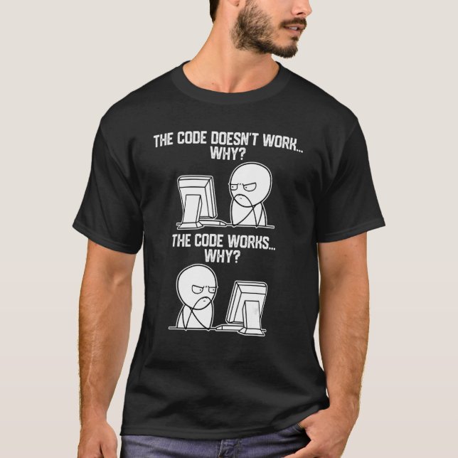 T-shirt Programmeurs Hommes Code Travail Pourquoi Mème Log (Devant)