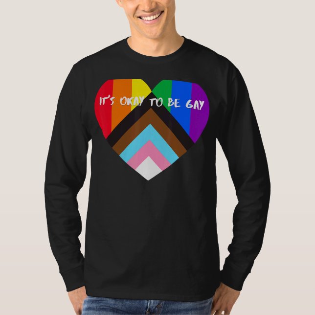 T-shirt Progrès Fierté Coeur Drapeau C'est bon d'être gay (Devant)