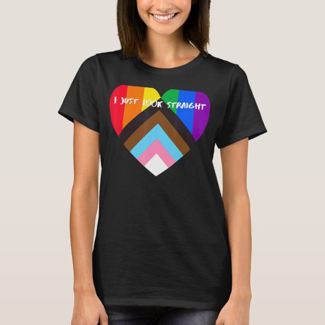 T-shirt Progrès Fierté Coeur Drapeau Je Sens Juste Droit (Devant)