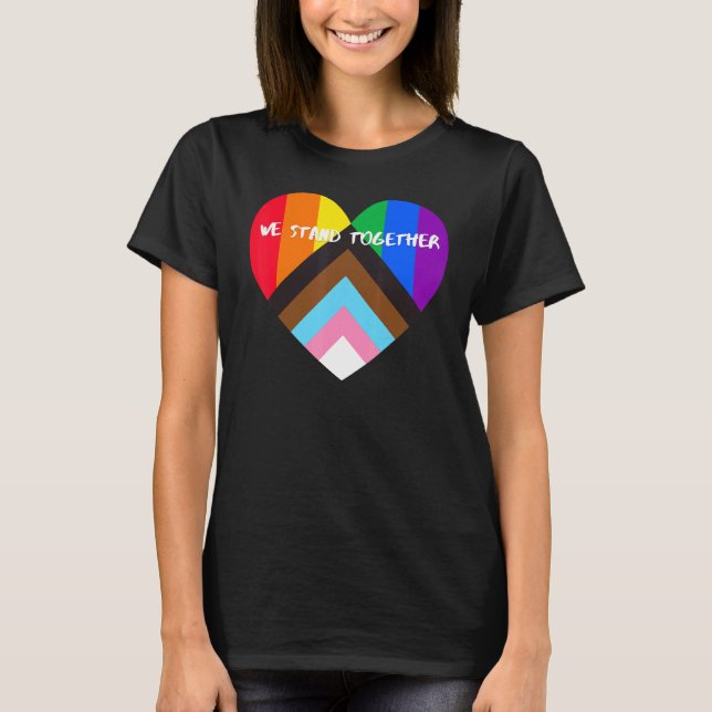 T-shirt Progrès Fierté Coeur Drapeau Nous Sommes Ensemble (Devant)