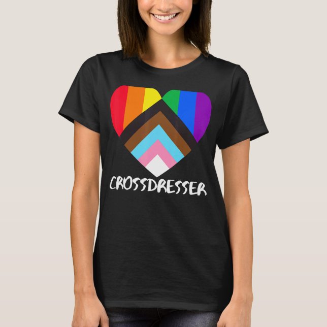 T-shirt Progrès Fierté Drapeau Coeur Inclusivité Crossdres (Devant)