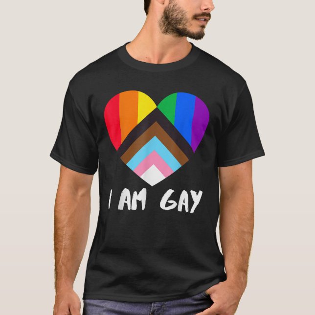 T-shirt Progrès Fierté Drapeau Coeur Inclusivité Je Suis G (Devant)