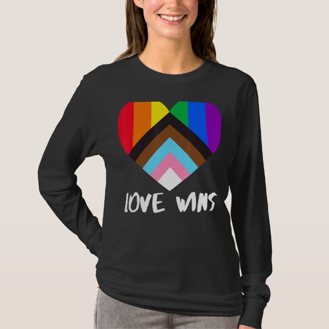 T-shirt Progrès Fierté Drapeau Coeur Inclusivité L'amour g (Devant)