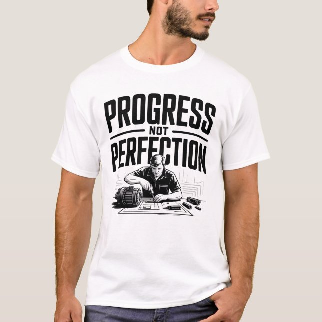 T-shirt Progrès pas la perfection Motivation illustration (Devant)