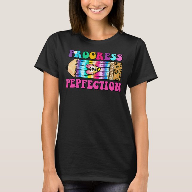 T-shirt Progrès Plutôt Que Perfection Léopard Tie Dye Mign (Devant)