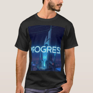 T-shirt PROGRÈS - Ville Cyberpunk Futuriste Néoon Tech Mot
