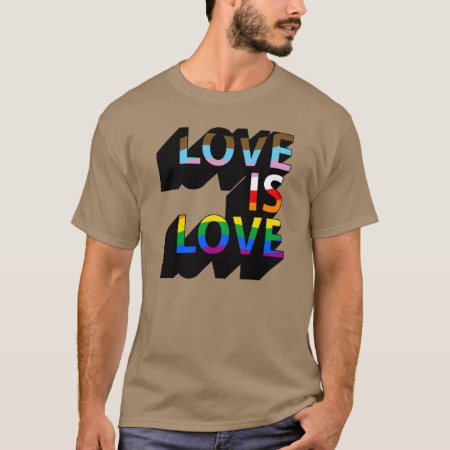 T-Shirt Progress Pride Love is Love (Devant)