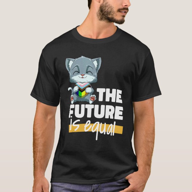 T-shirt Progressiv Pride Chat Transgenre Genderqueer (Devant)