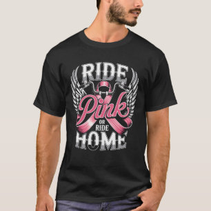 T-shirt Promenade à moto contre le cancer du sein Ruban ro