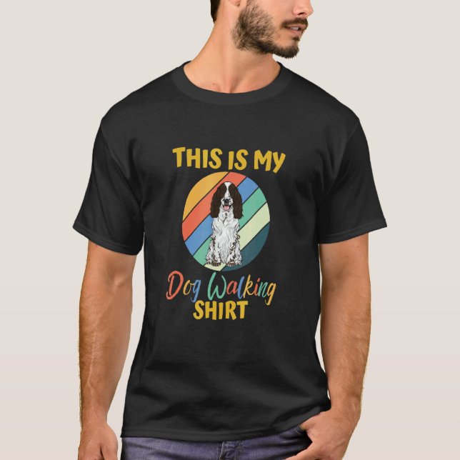 T-shirt Promenade de Chien  Cocker Spaniel Anglais Noir (Devant)