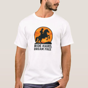 T-shirt Promenade de Cowboy au Coucher du Soleil Rêve Libr