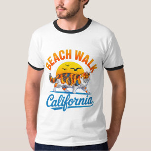 T-shirt Promenade d'été sur la plage avec un chat - Cadeau