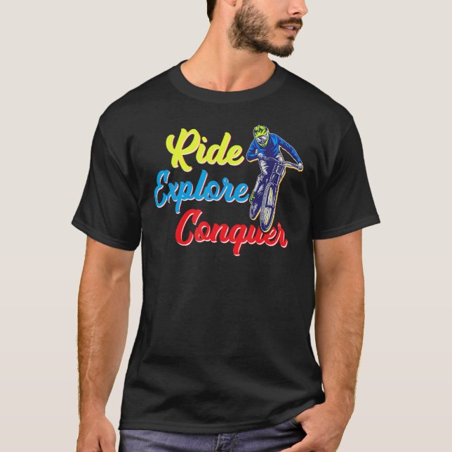 T-shirt Promenade Explorez Conquer Mountain Biker E Vélo H (Devant)