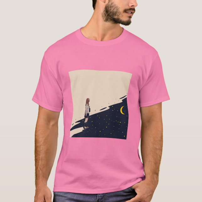 T-shirt Promenade silencieuse au clair de lune. (Devant)