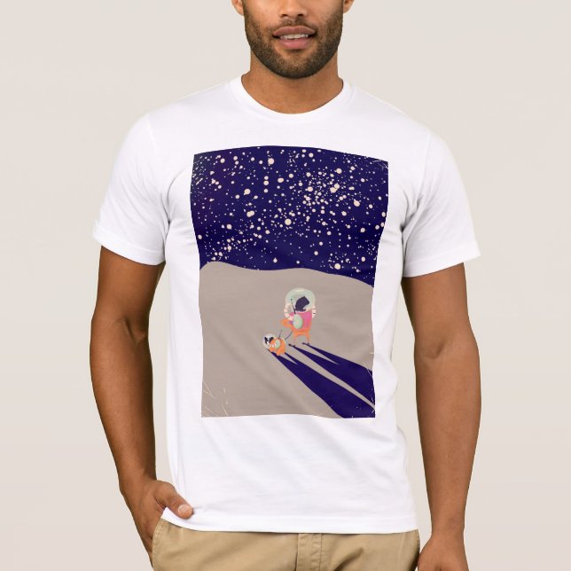 T-shirt Promeneur de chien sur la Lune (Devant)
