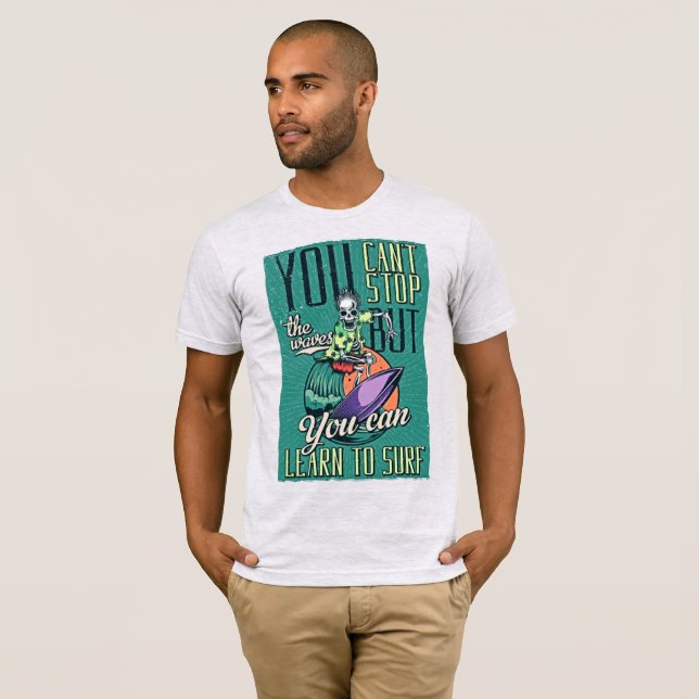 T-shirt Promenez-vous dans les vagues - Surf Skeleton Retr (Devant entier)
