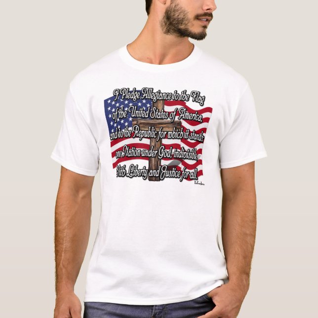 T-shirt Promesse d'allégeance avec le drapeau américain et (Devant)