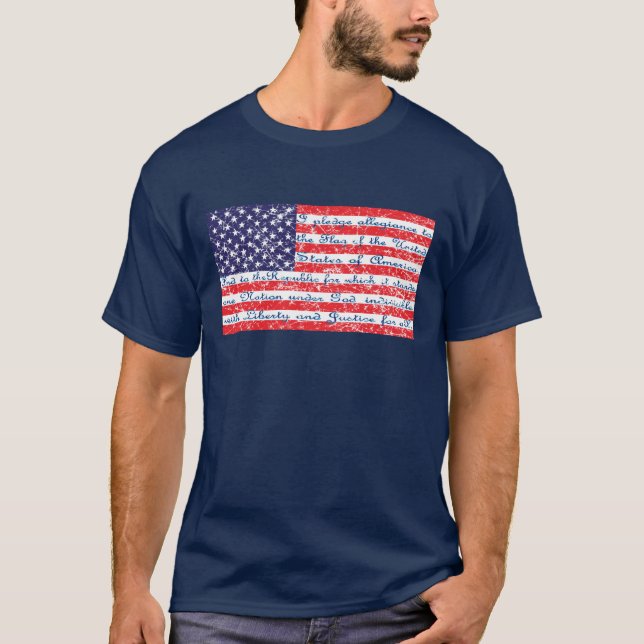 T-shirt Promesse d'allégeance dans le drapeau américain (Devant)