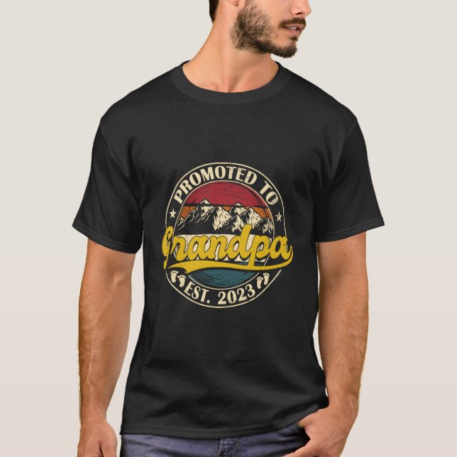 T-shirt Promoté À Grandpa Est 2023 Nouveau Grand-Père Prem (Devant)