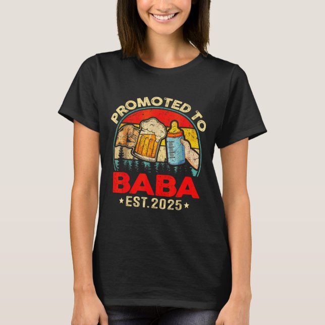 T-shirt Promoted To Baba Est 2025 Vintage  (Devant)