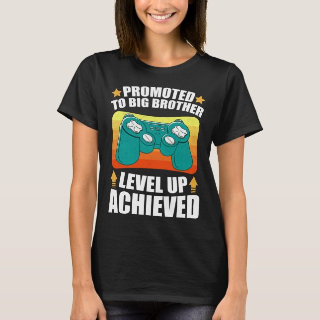 T-shirt Promoted To Big Brother Level Up Achieved Gamer Bi (Devant)