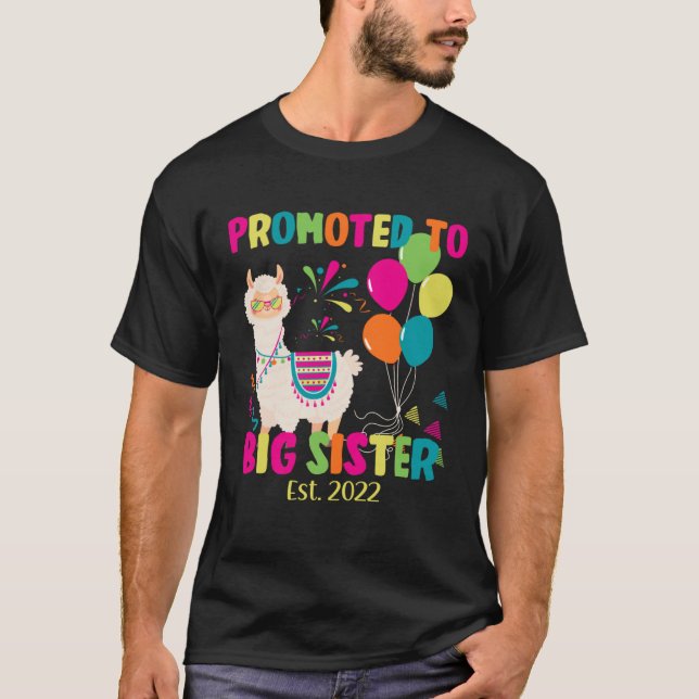 T-shirt Promoted To Big Sister 2022 Llama (Devant)