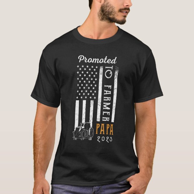 T-shirt Promoted To Farmer Papa 2023 New Papa USA Flag Pre (Devant)