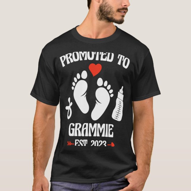 T-shirt Promoted To Grammie 2023 First Time New Grandma Pr (Devant)