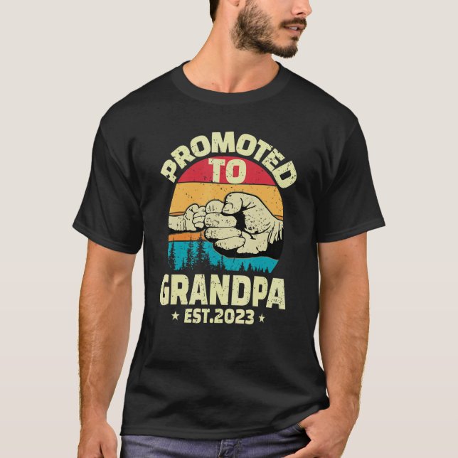 T-shirt Promoted to Grandpa 2023 First Time Grandpa 2023 (Devant)