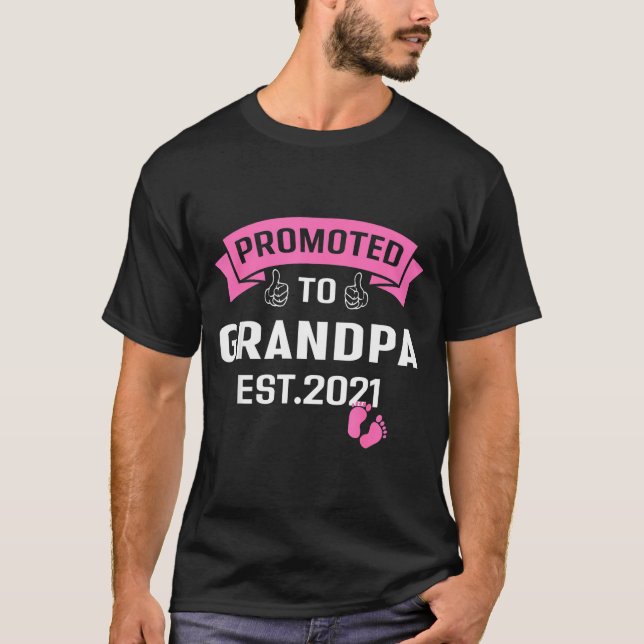 T-shirt Promoted To Grandpa Est 2021 Funny New Grandfather (Devant)