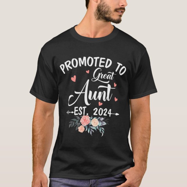 T-shirt Promoted To Great Aunt Est 2024 Soon To Be Aunt Fl (Devant)