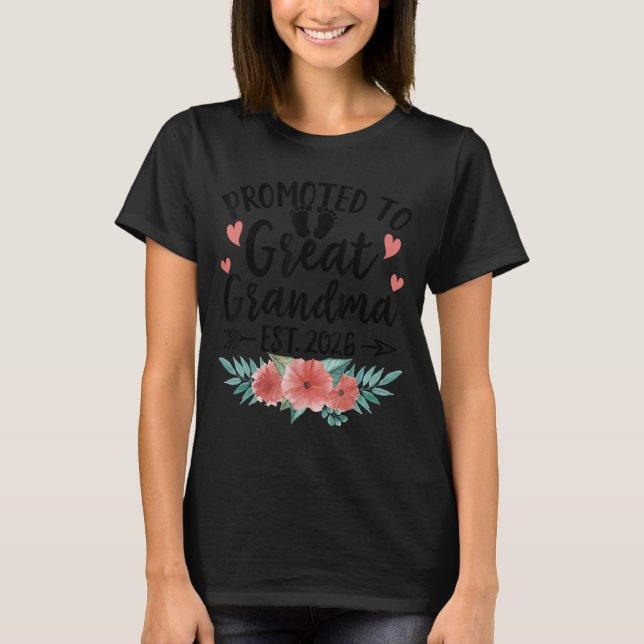 T-shirt Promoted To Great Grandma Est 2026 First Time New  (Devant)